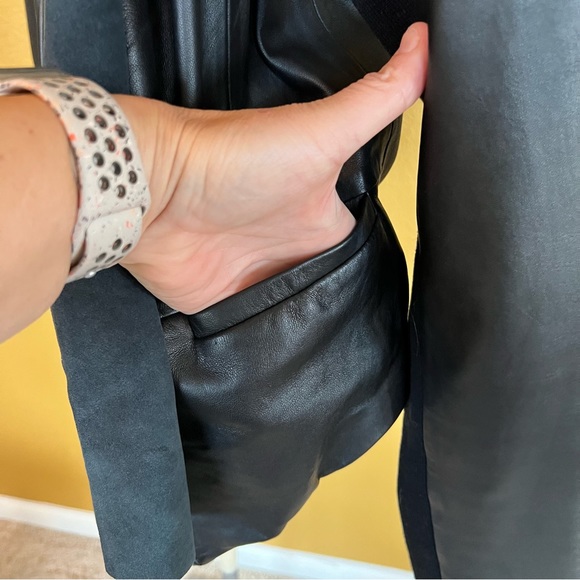 TROUVÉ Drape Front Leather Jacket Butter Soft - Picture 9 of 13